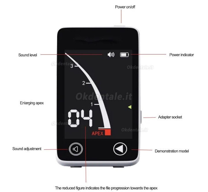 Localizzatore apicale dentale Misurazione dell'apice orale con schermo LCD da 3,9''